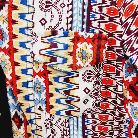 Blouse Tunic Aztec Boho Global Nomad Tribal Revival Festival Tab Sleeve Size 3X - Picture 4 of 12